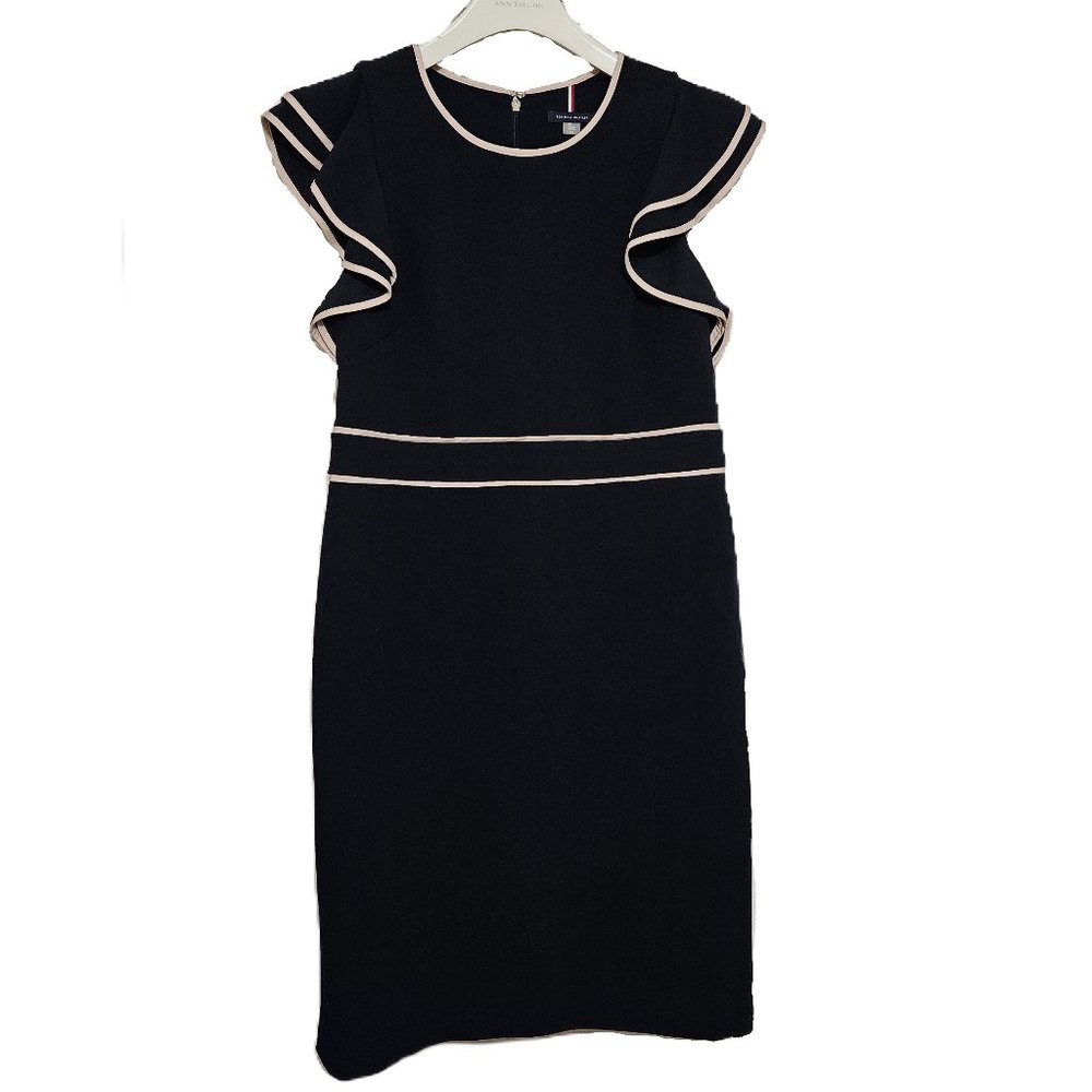 Tommy Hilfiger Scuba Crepe Flutter Sleeve Sheath Dress Size 12